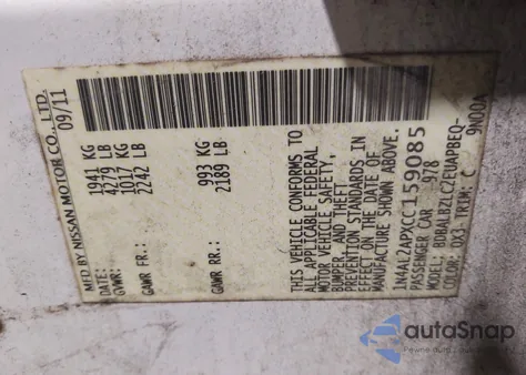 2012 Nissan Altima 2.5 S from USA, damaged, VIN 1N4AL2APXCC159085